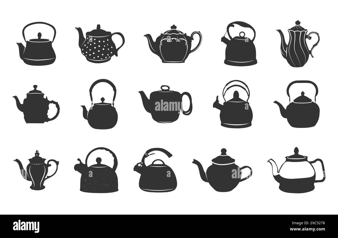 Teapot silhouette, Kettle silhouettes, Ceramic teapot silhouette, Fancy