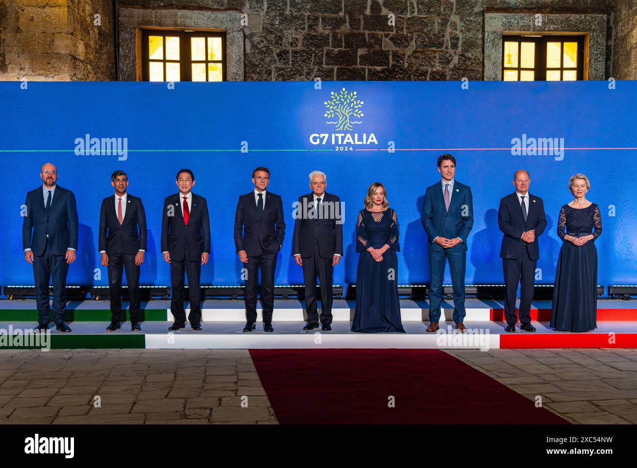 Brindisi, Italy. 13 June, 2024. Leaders of the G7 Nations pose for the ...