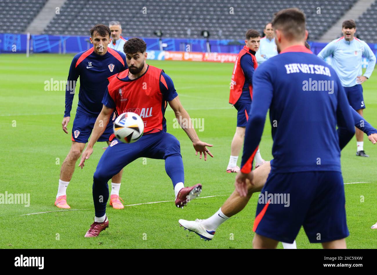 Berlin, Germany. 14th Jun 2024. Croatian players in action during the