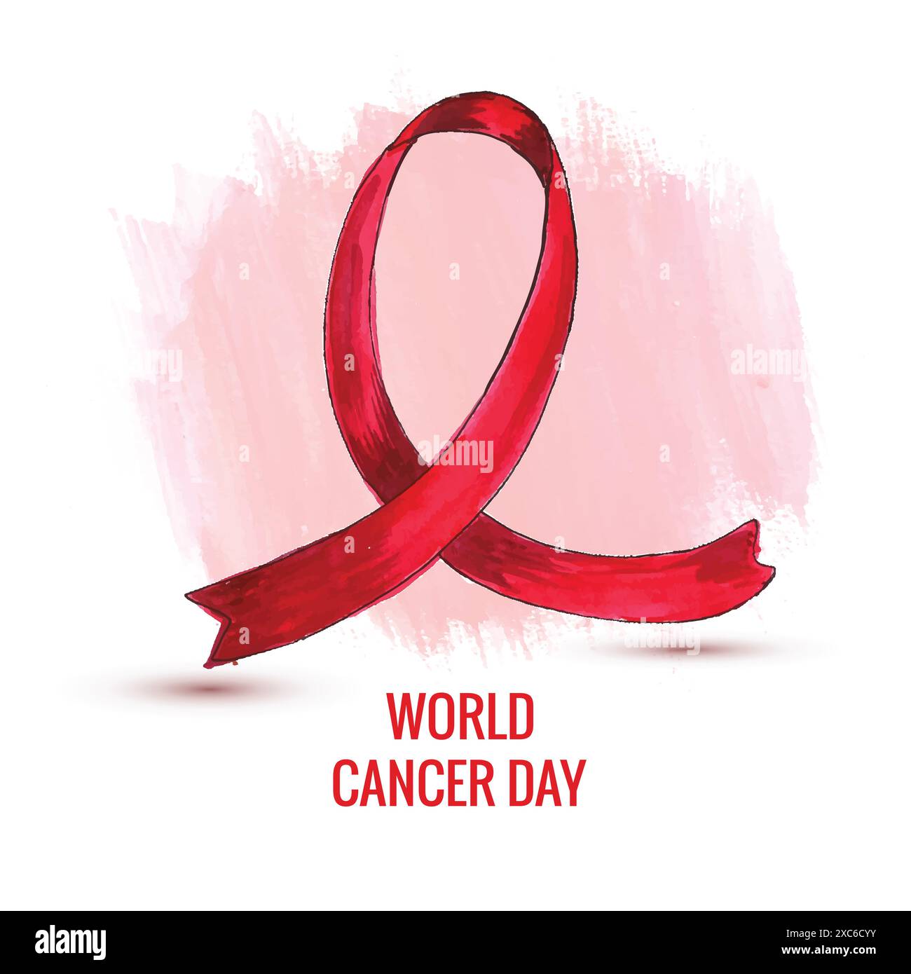 Hand draw watercolor realistic ribbon for world cancer day design Stock ...
