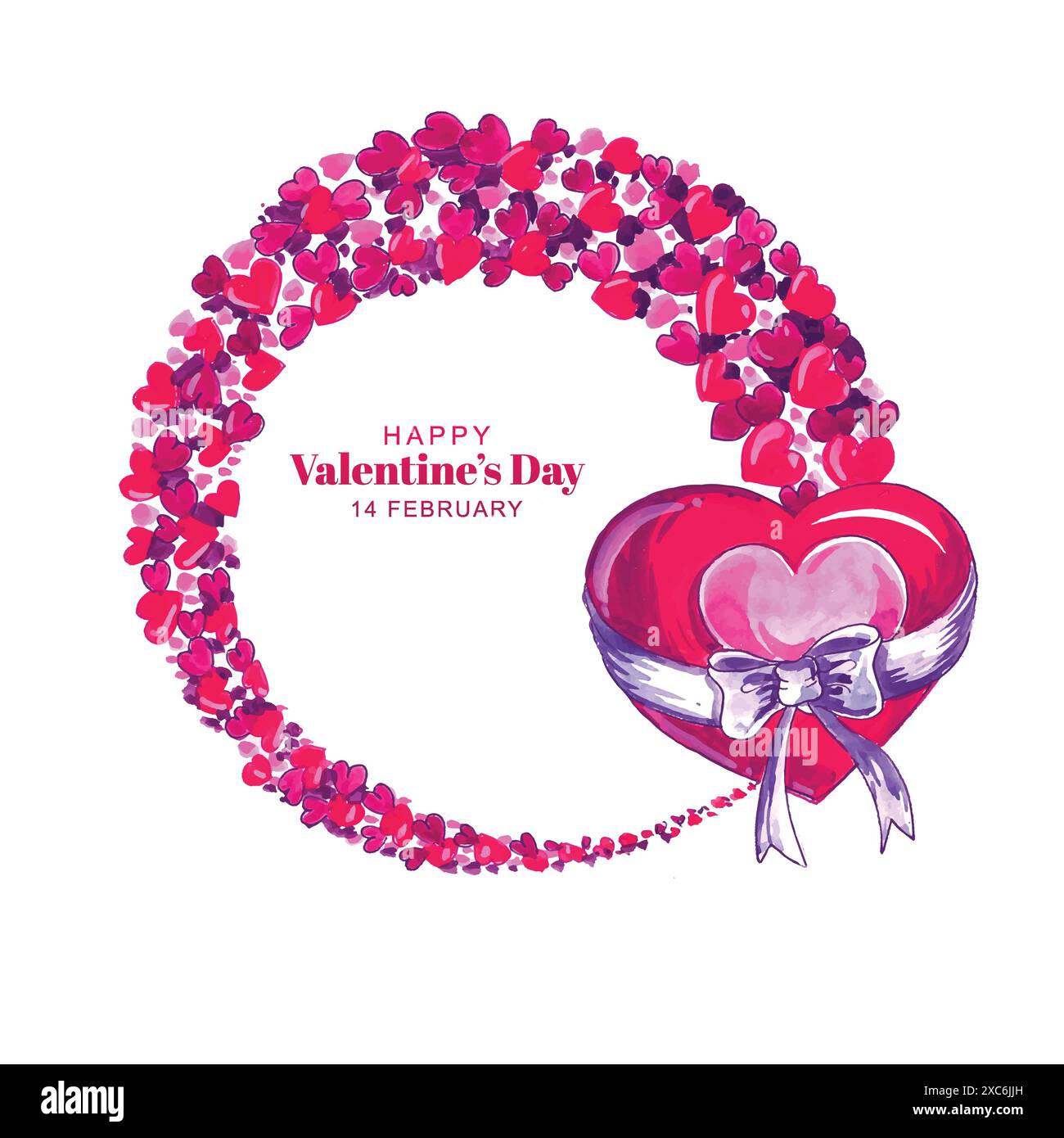 Decorative hearts valentines day gretting card design Stock Vector ...