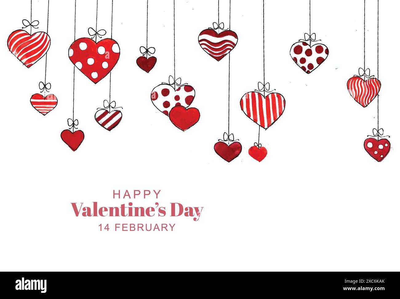 Decorative hearts valentines day gretting card design Stock Vector ...