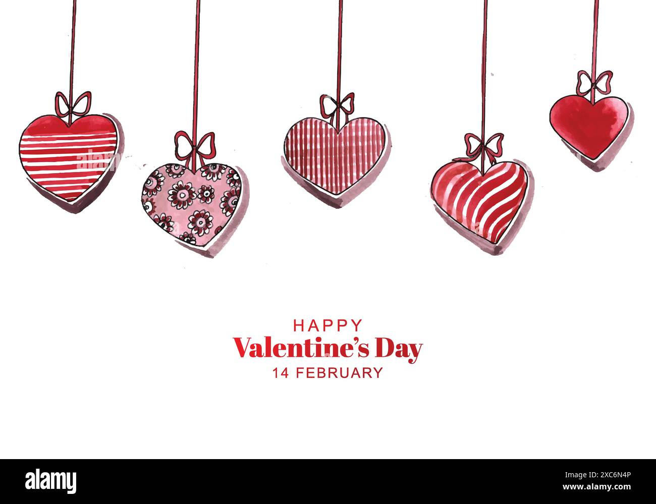 Hanging hearts decorative for valentines day card design Stock Vector ...