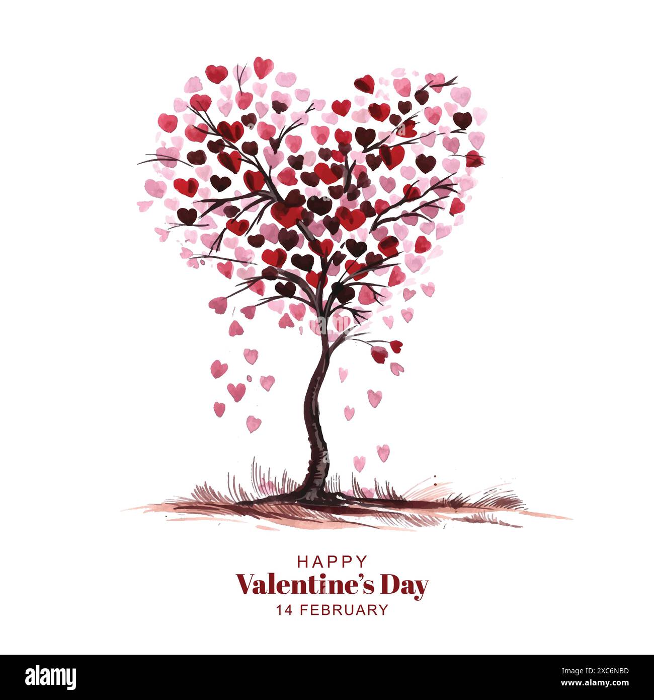 Beautiful heart shape tree valentines day card design Stock Vector ...