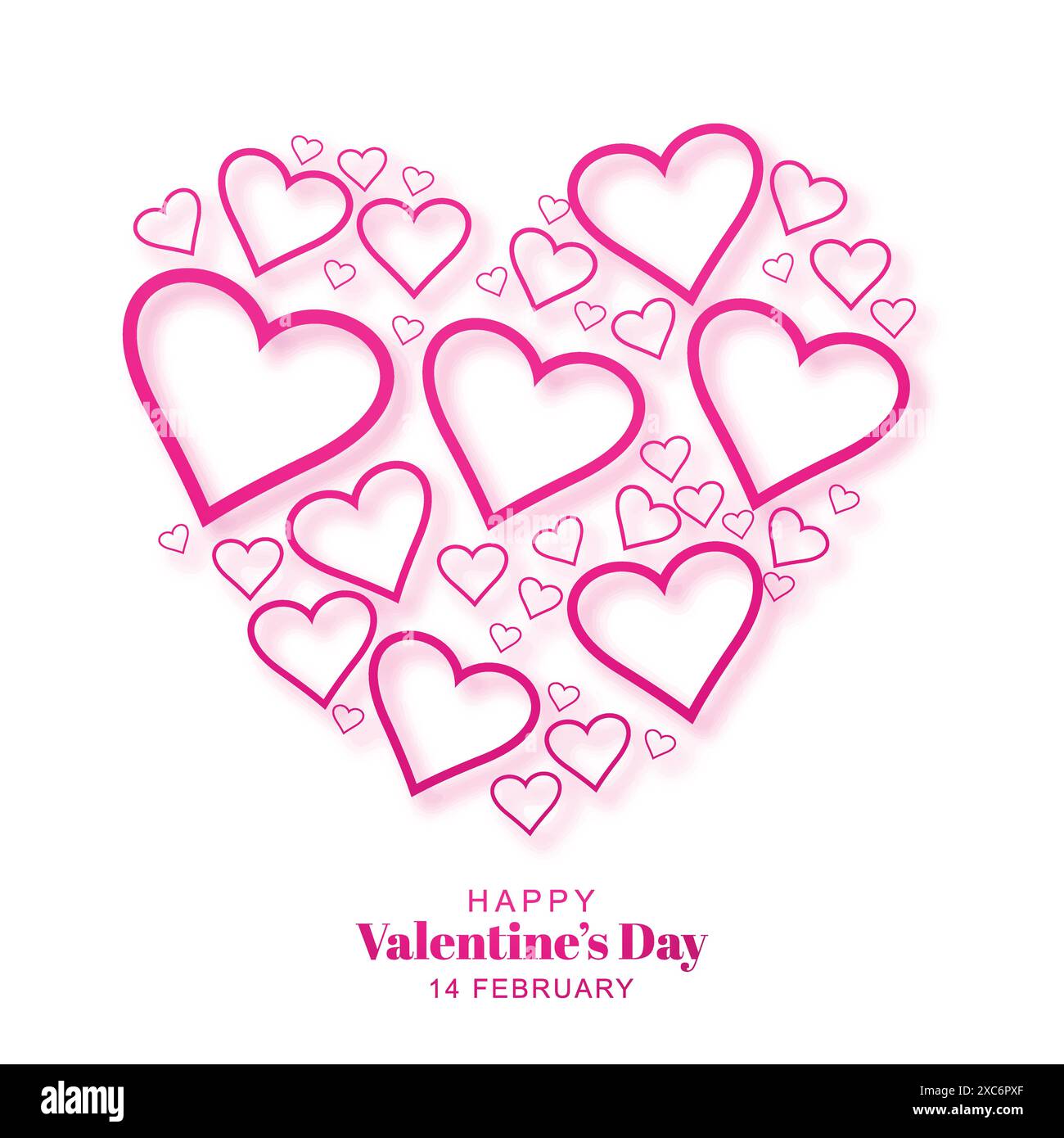 Beautiful hearts valentines day card design Stock Vector Image & Art ...