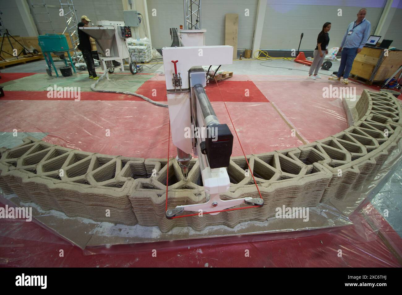 Bucharest, Romania. 14th June, 2024: Aime Design 3D house printer crane ...