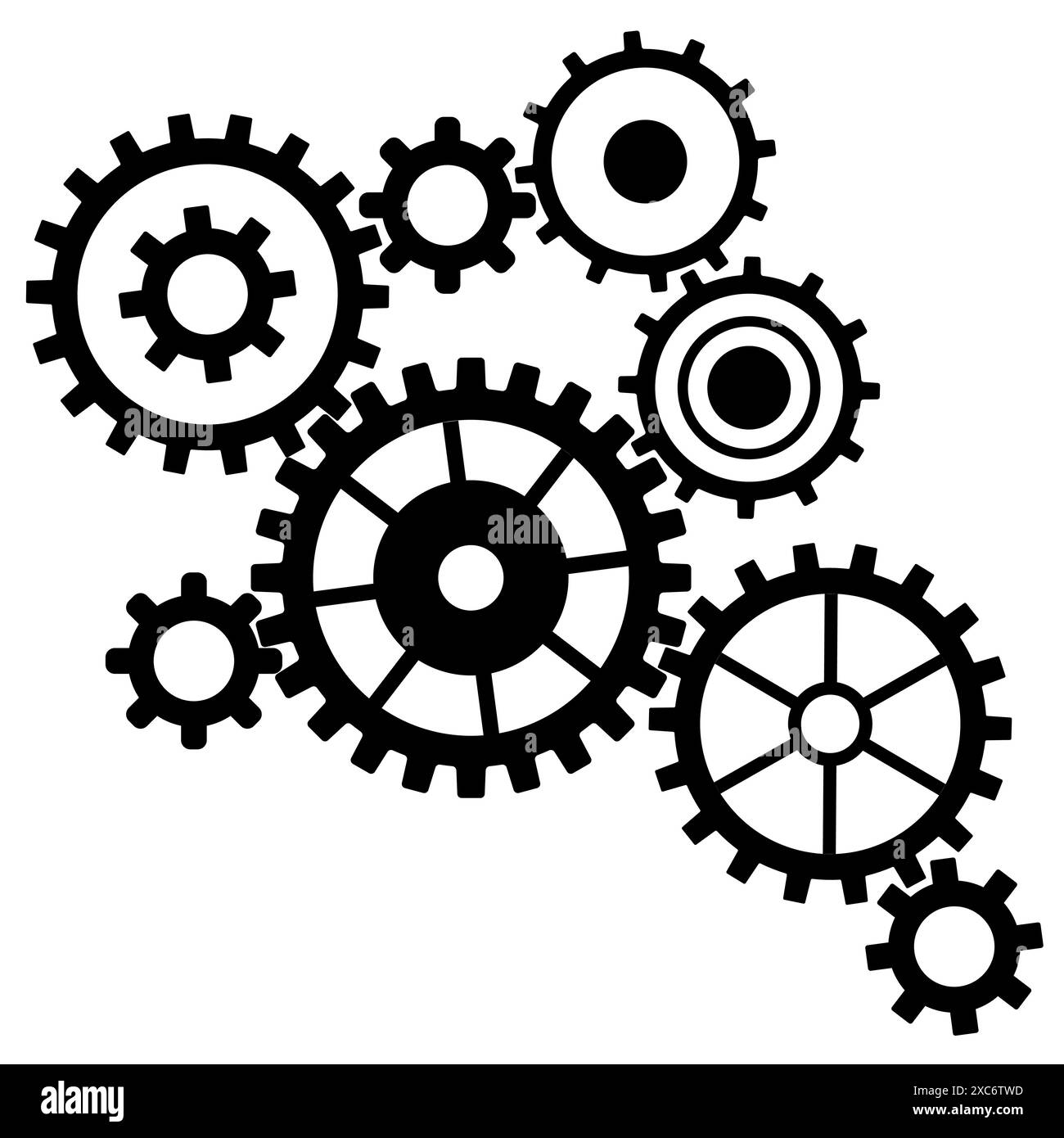 operations management Gear system with connected cogwheels systems vector illustration isolated background Stock Vector