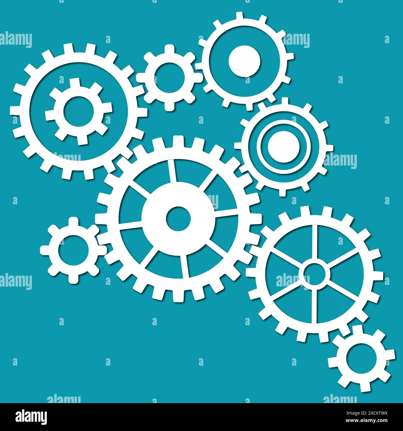 operations management Gear system with connected cogwheels systems vector illustration Stock Vector