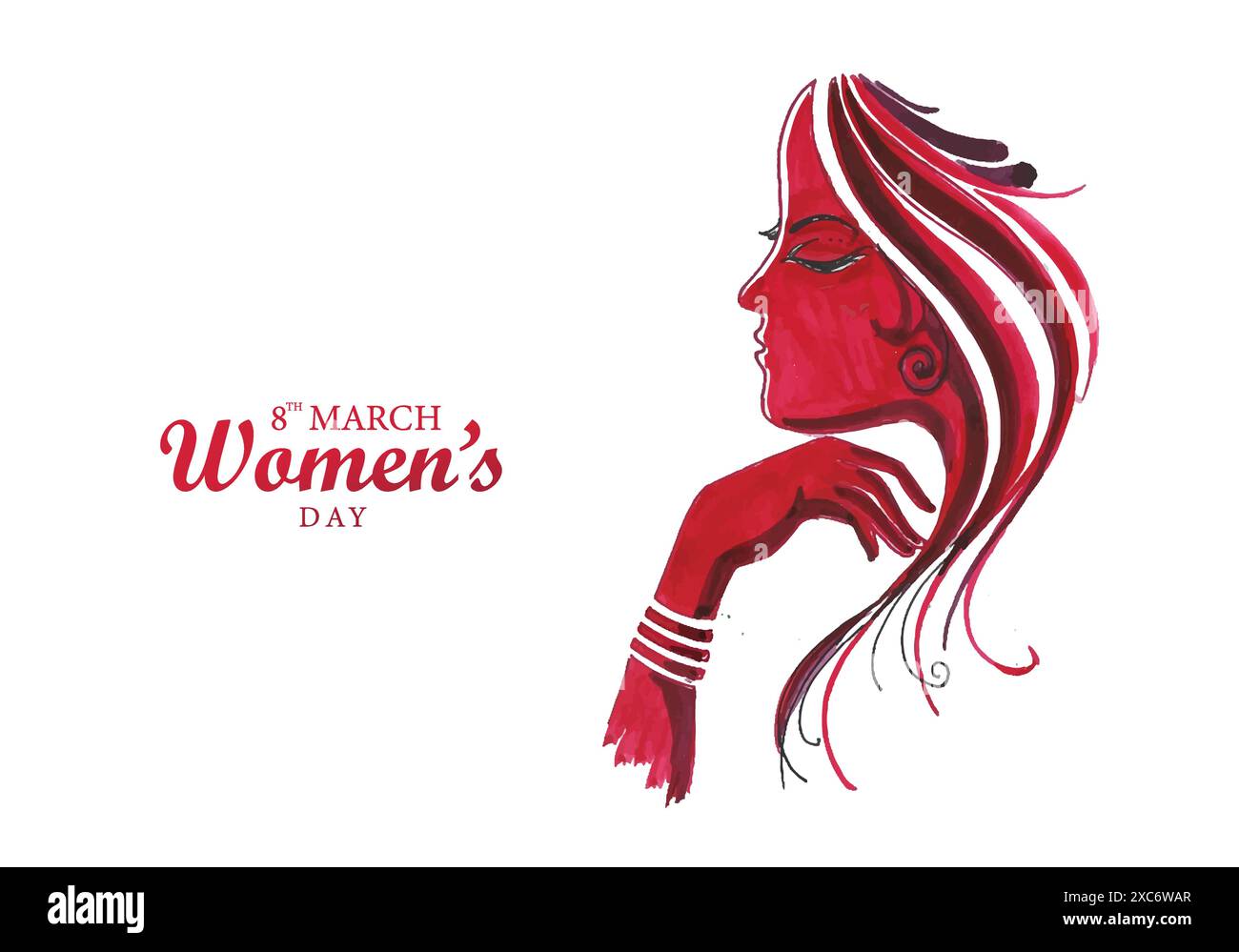 Beautiful happy womens day card with face design Stock Vector Image ...