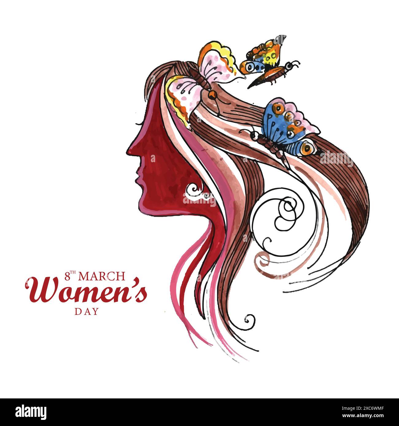 Beautiful happy womens day card with face background Stock Vector Image ...