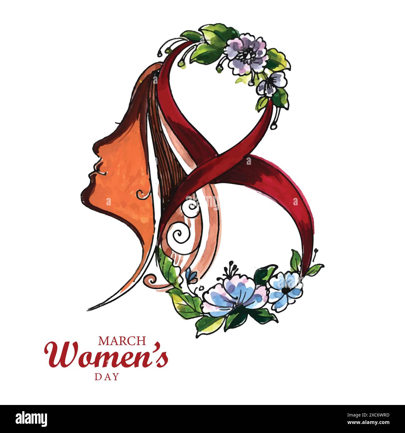 Beautiful happy womens day card with face background Stock Vector Image ...