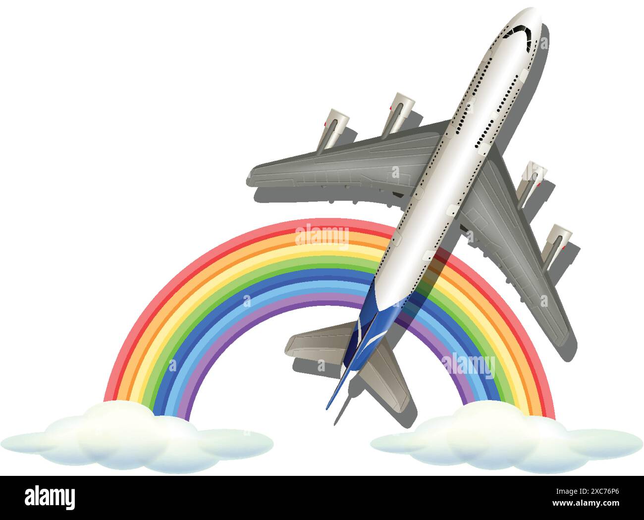 Airplane flying above rainbow and clouds Stock Vector Image & Art - Alamy