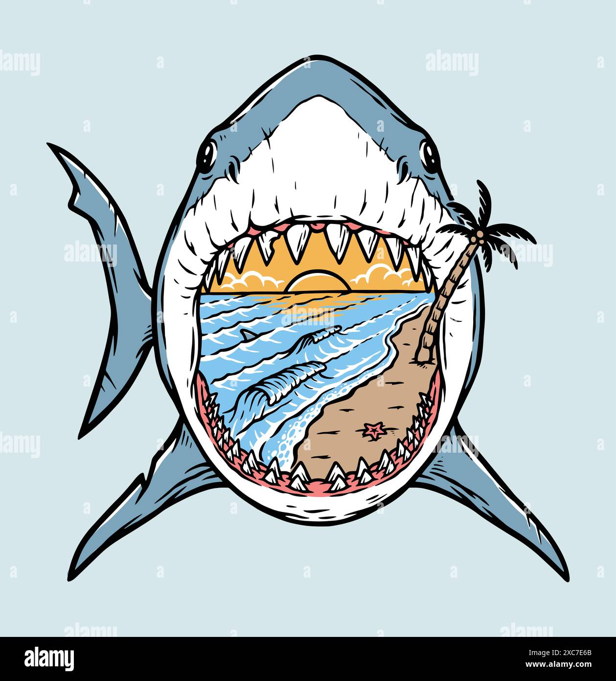 The beach inside the shark stock vector image art alamy