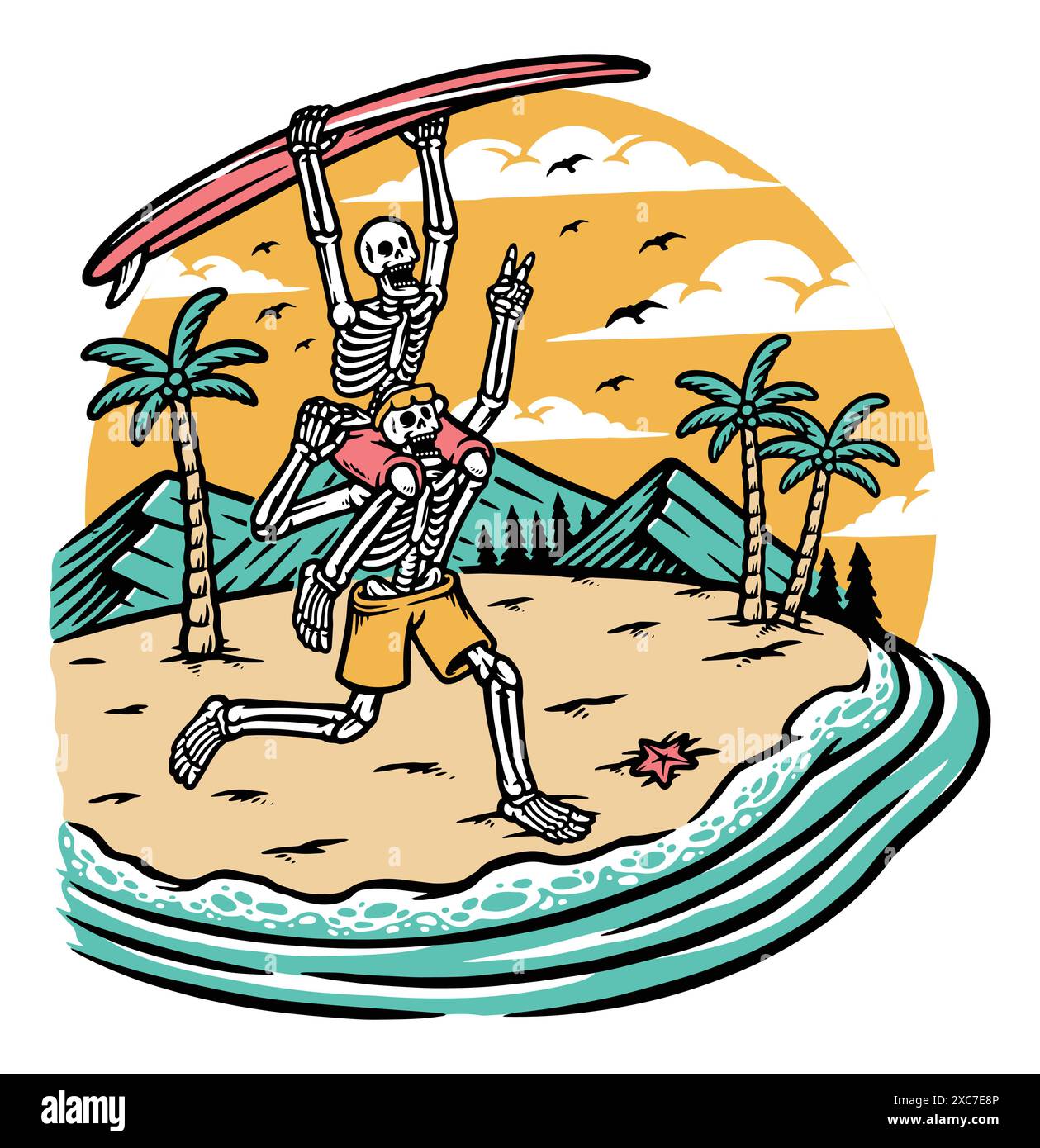 Two skulls having fun on the beach Stock Vector Image & Art - Alamy