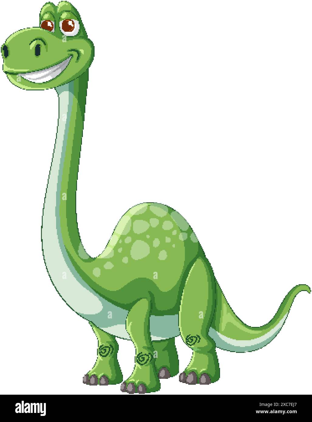 Smiling green dinosaur with a long neck Stock Vector Image & Art - Alamy