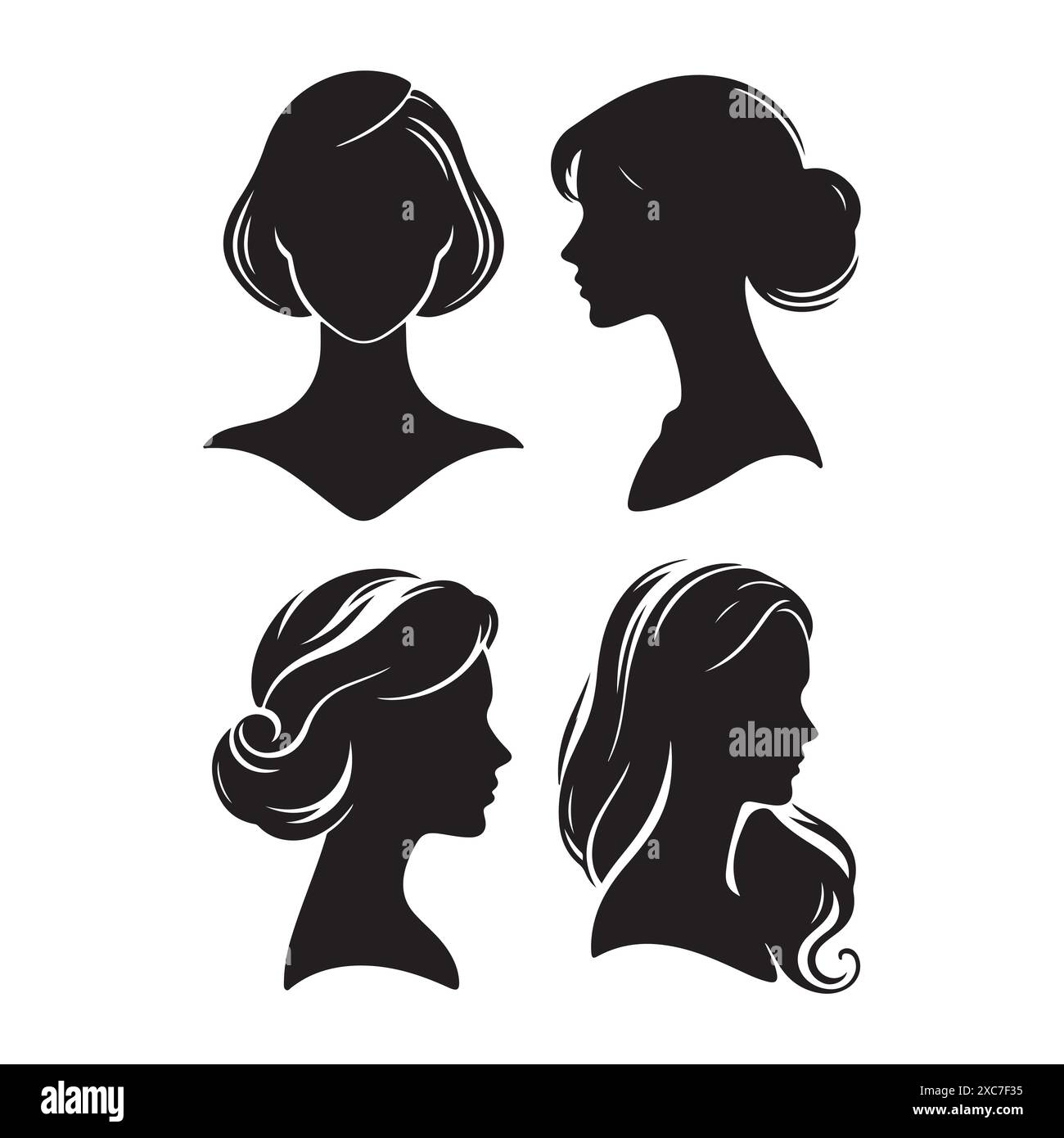Silhouette set of woman head. Vector isolated illustration Stock Vector ...