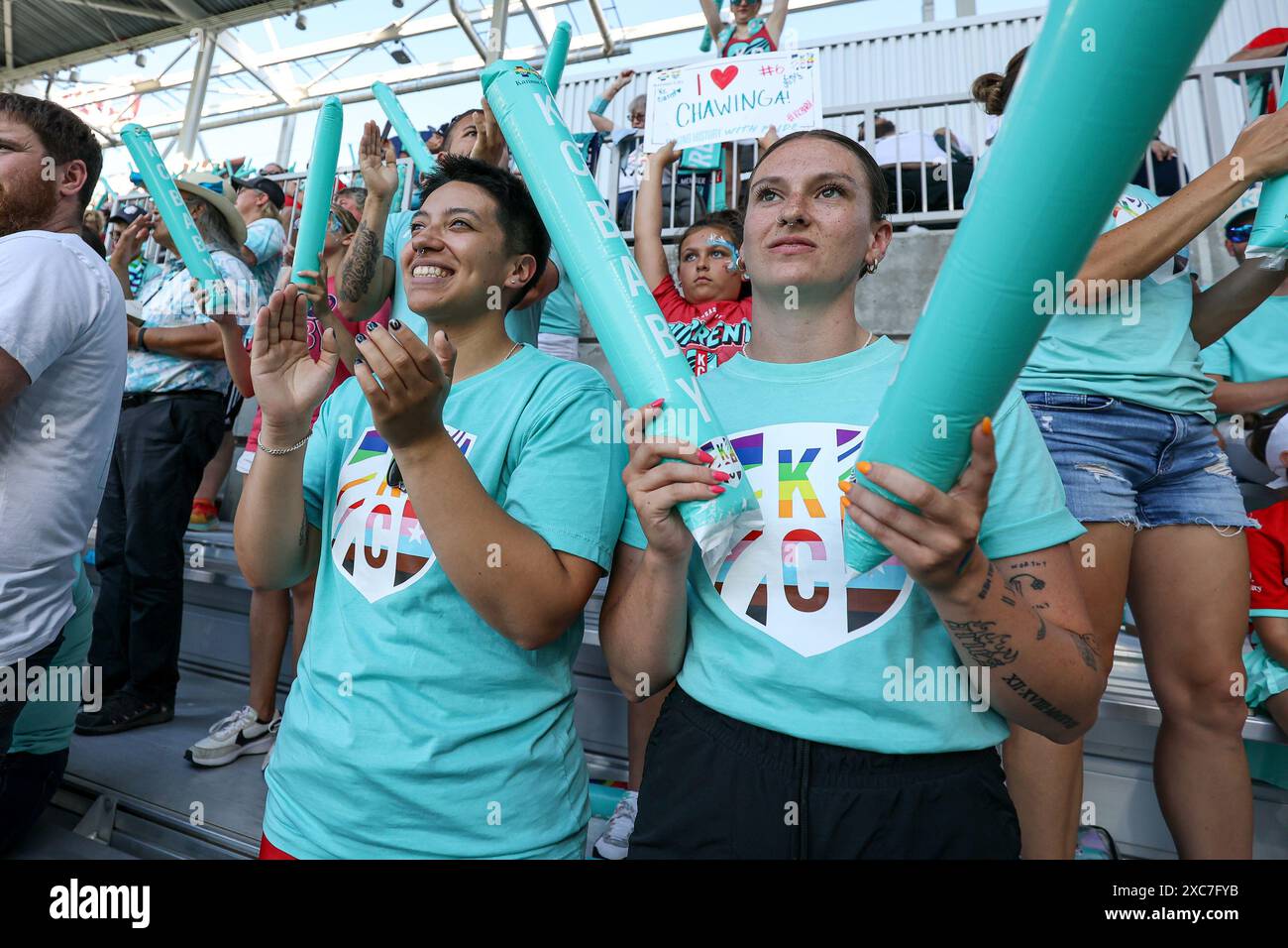 Kansas City, MO, USA. 14th June, 2024. Kansas City Current fans before the game between the Kansas City Current and Chicago Red Stars at CPKC Stadium in Kansas City, MO. David Smith/CSM/Alamy Live News Stock Photo