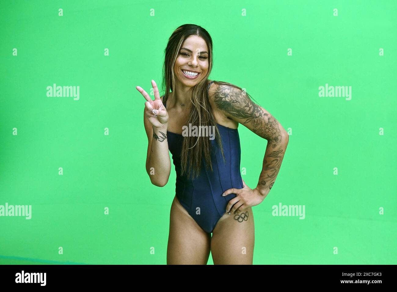 Rio de Janeiro, Brazil, May 15, 2024. Brazilian Olympic diving athlete Ingrid Oliveira, during a media day, at the Windsor hotel in the city of Rio de Stock Photo