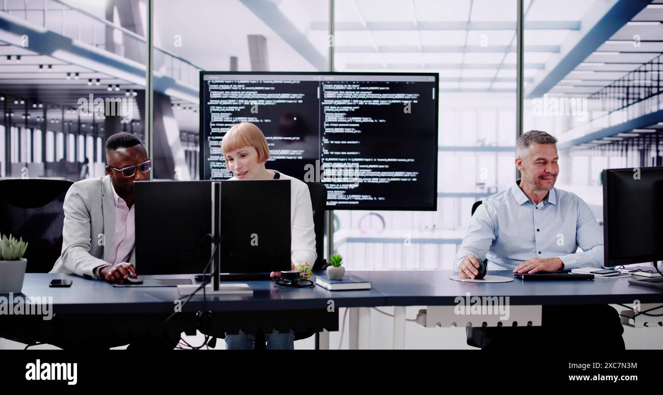 Agile Pair Programming And Extreme Coding. Business Software Stock Photo