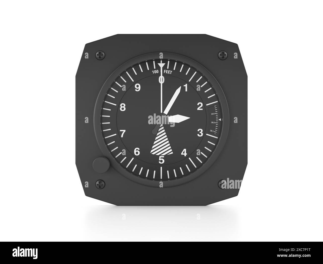 Flight instrument altimeter on a white background. 3d illustration