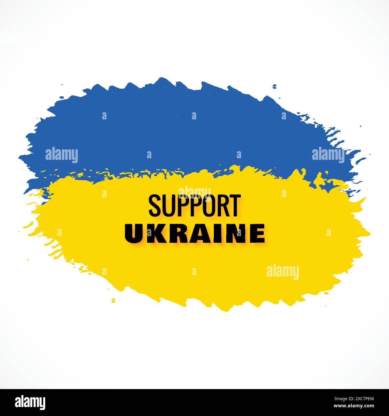Support ukraine text flag theme with splash background Stock Vector
