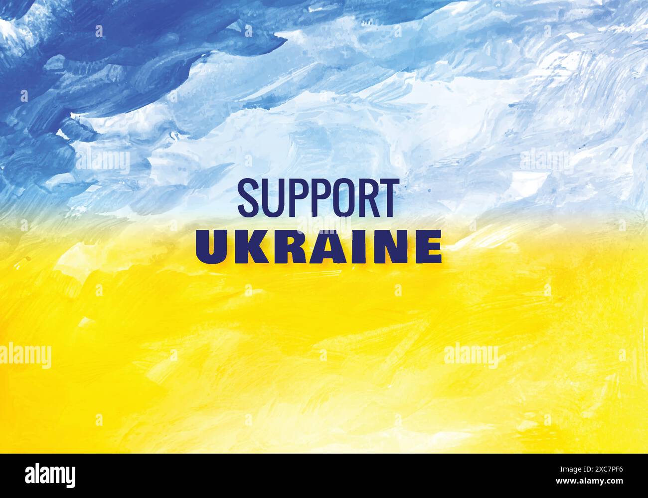 Support ukraine text flag theme with texture background Stock Vector