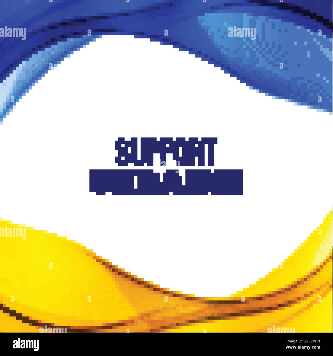 Support ukraine text modern wave flag theme background Stock Vector