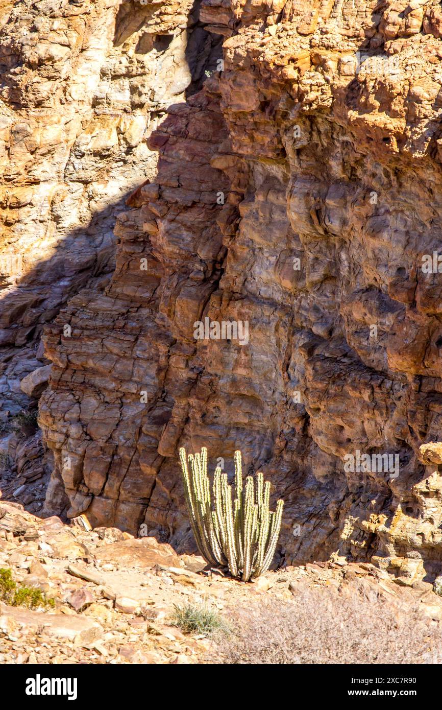 Namibia Cliffs A rugged cliff in the Fish River Canyon of Namibia with the waxing moon ...