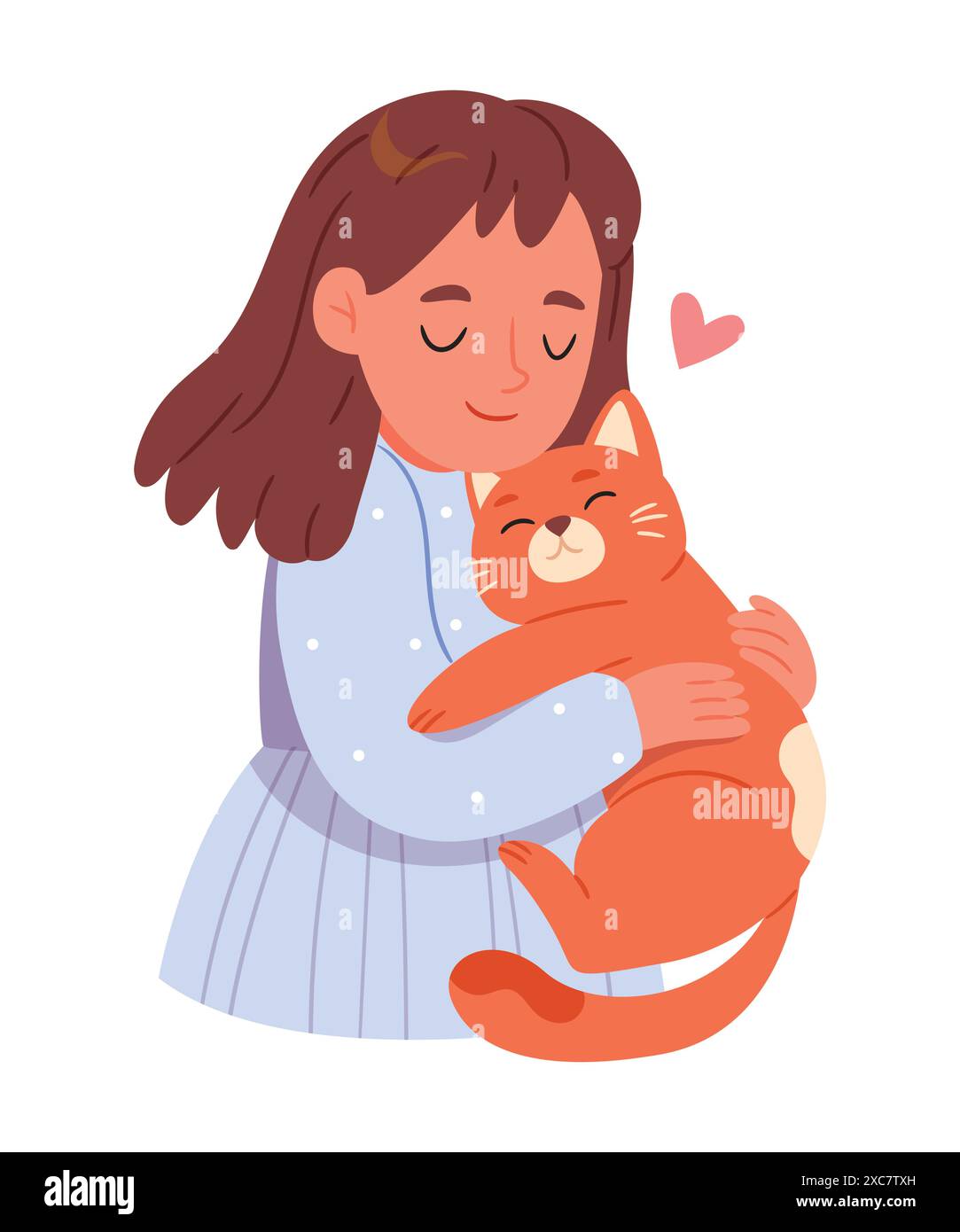 Little girl holding cat Stock Vector Images - Alamy