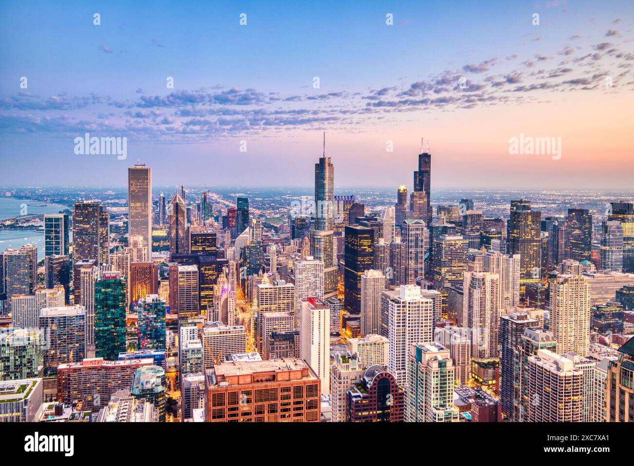 Aerial sunset illuminated view willis hi-res stock photography and ...