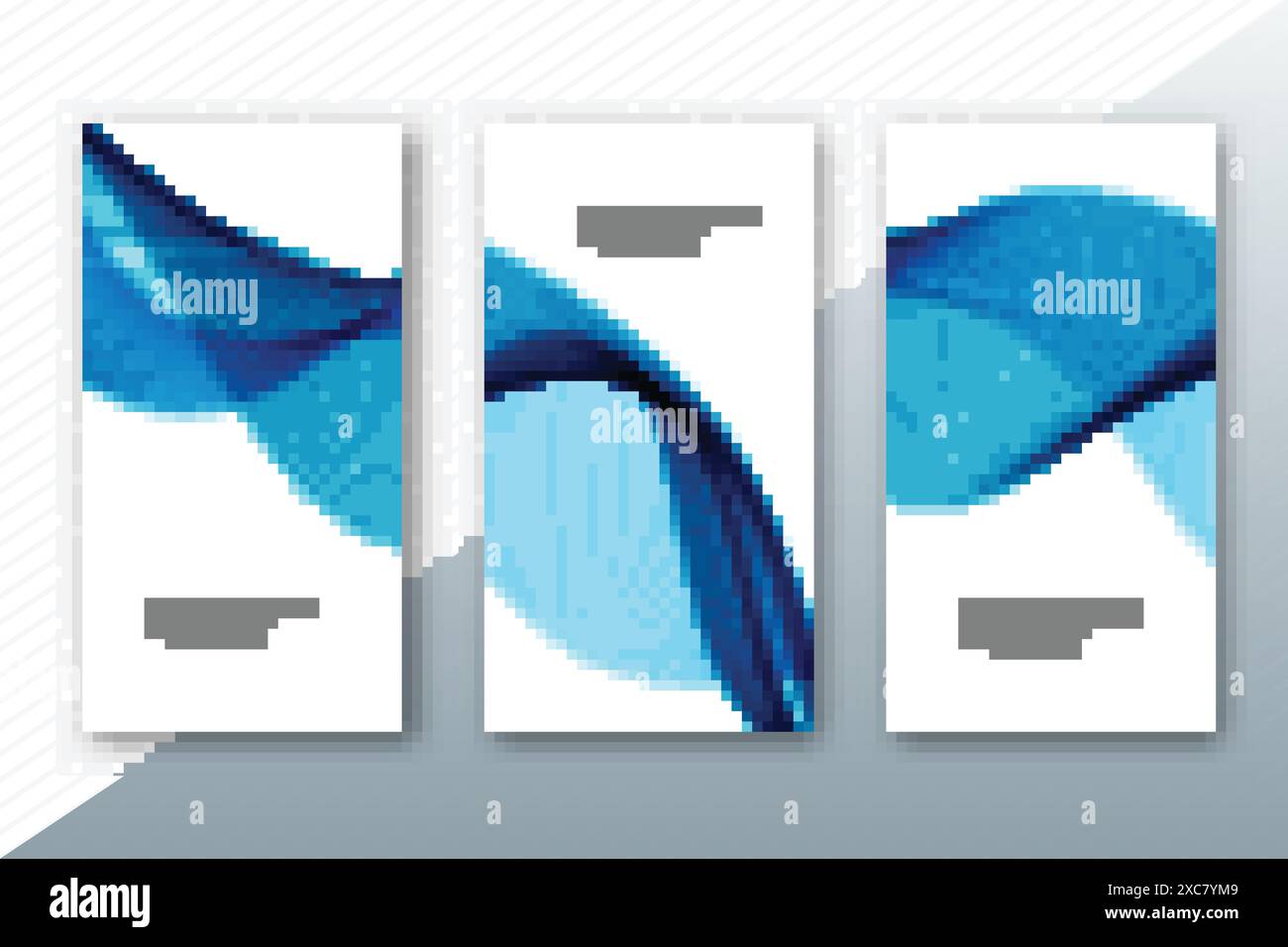Abstract wave blue banners set design Stock Vector