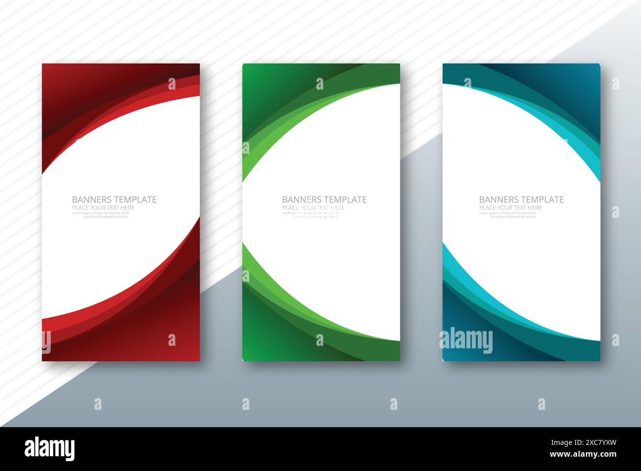 Abstract flowing colorful wave banners set design Stock Vector