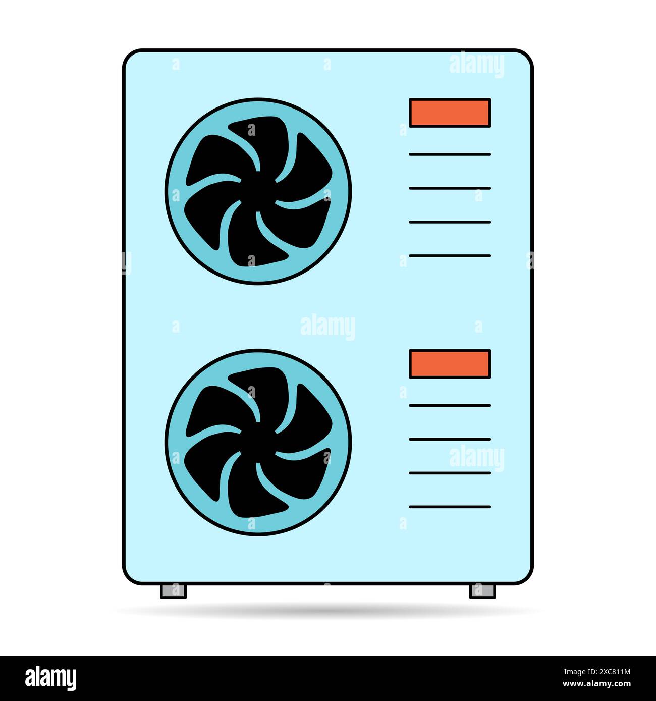 Heat pump air source shadow icon, cooling electric system machine, cool web vector illustration . Stock Vector
