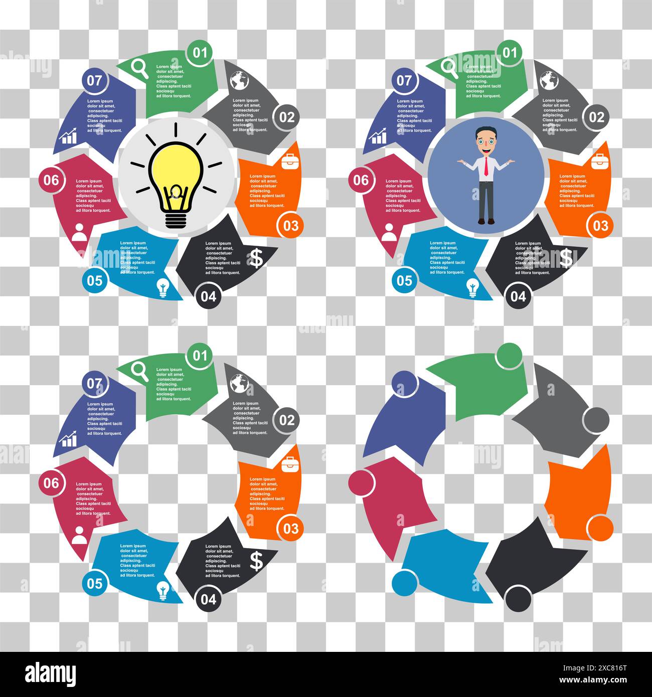 Set of Information round diagram 8 steps, infographic graphic pie ...