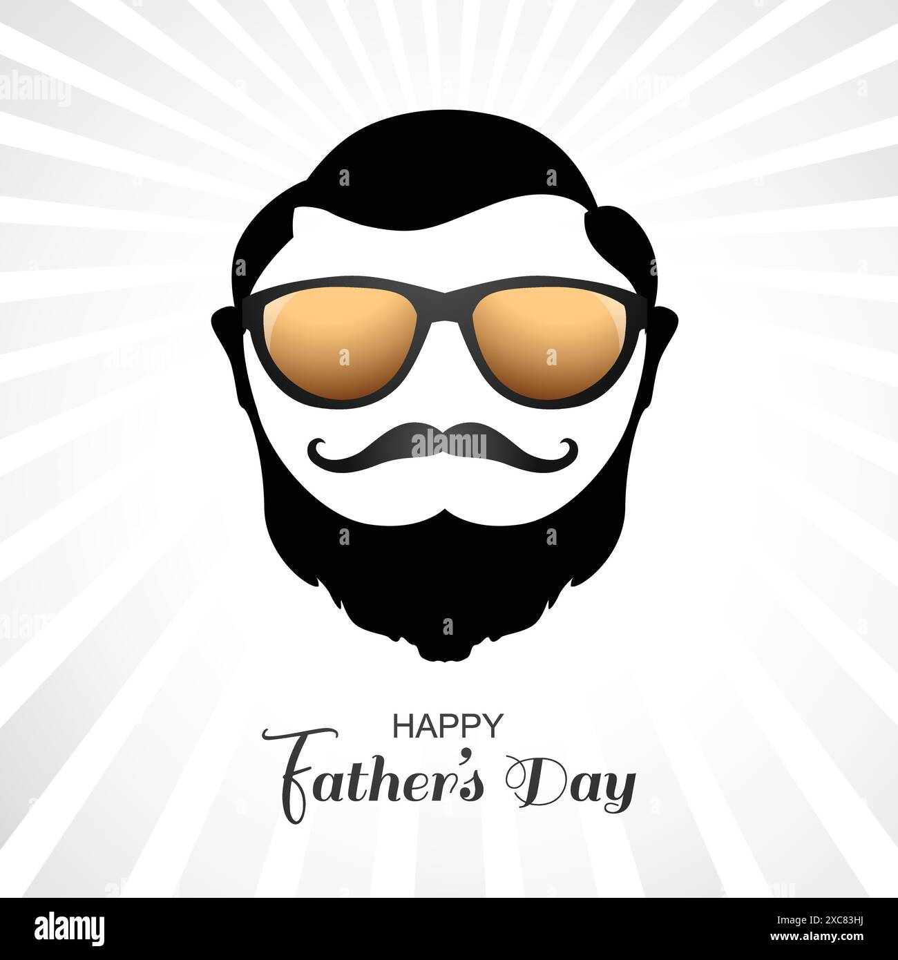Happy fathers day man face with beard on mustache glasses card design ...