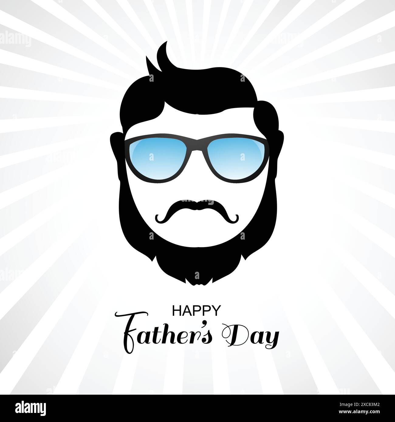 Happy fathers day man face with beard on mustache glasses card design ...