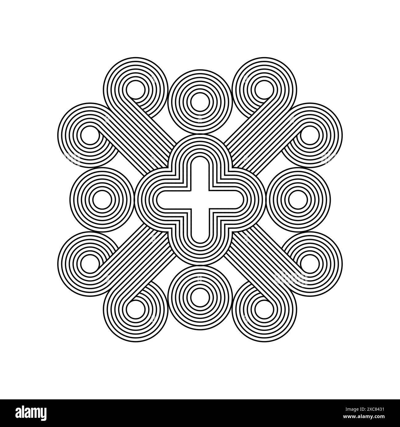 Geometric striped pattern, fbstract linear boho zen arch design. Vector ...