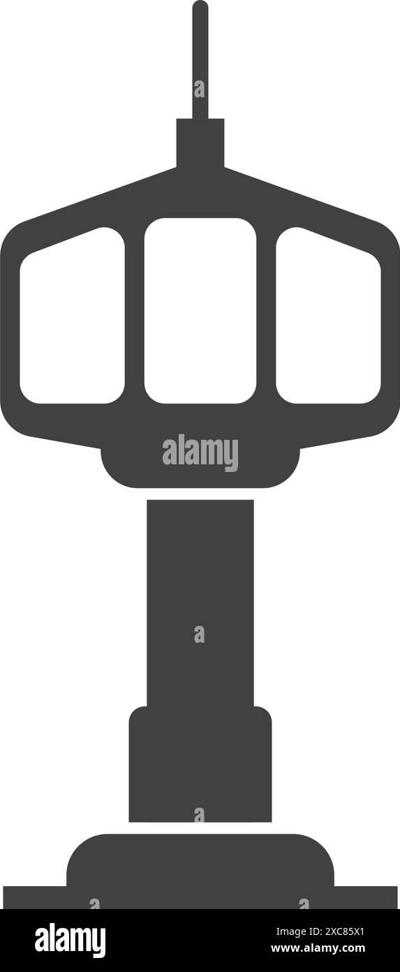 Flight control tower icon in flat style. Navigation monitor vector ...