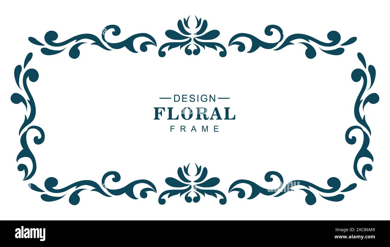 Ornamental decorative floral frame on white background Stock Vector