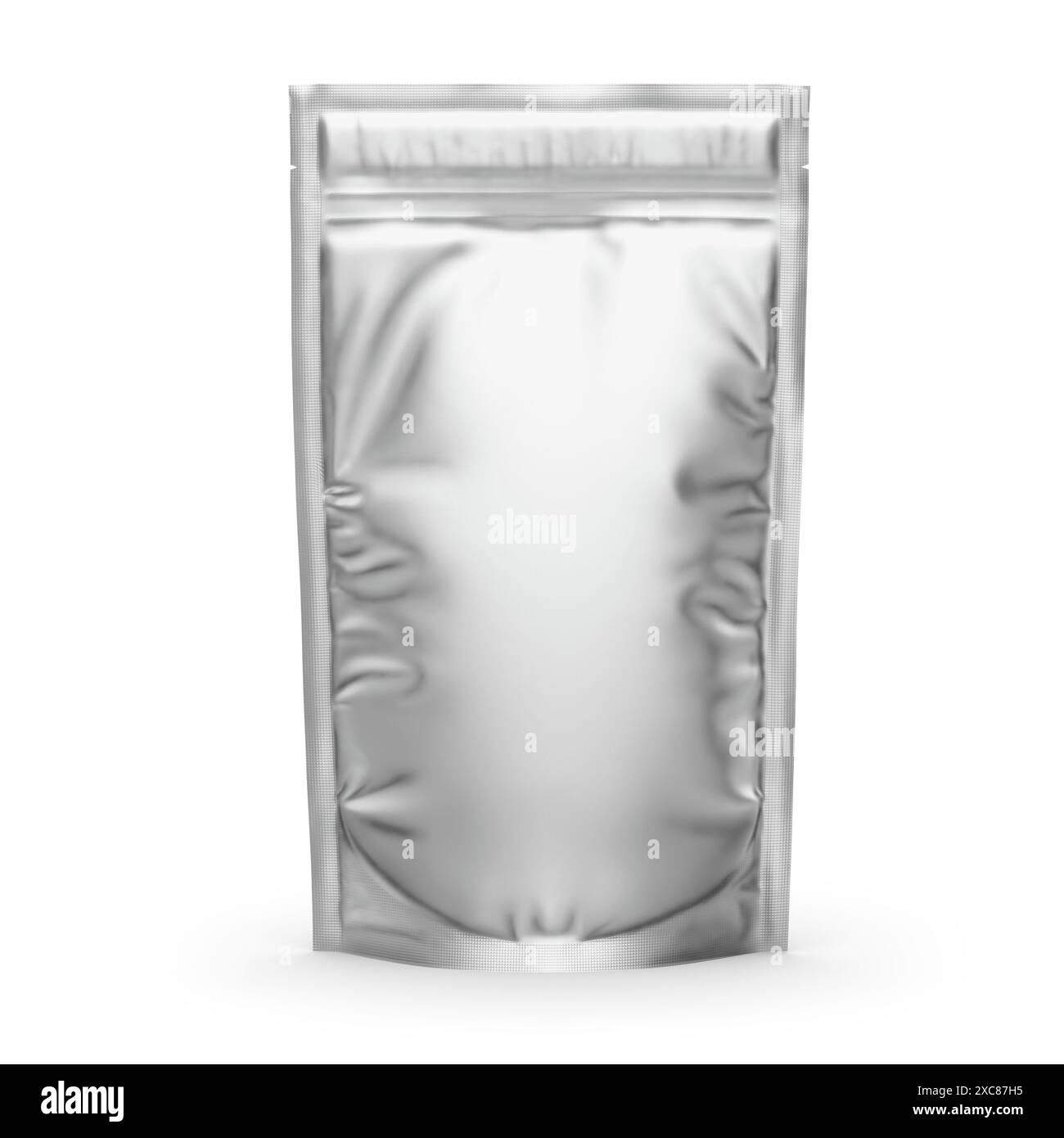 Stand Up Pouch Mockup 3D Rendering Isolated on White Background Stock Photo