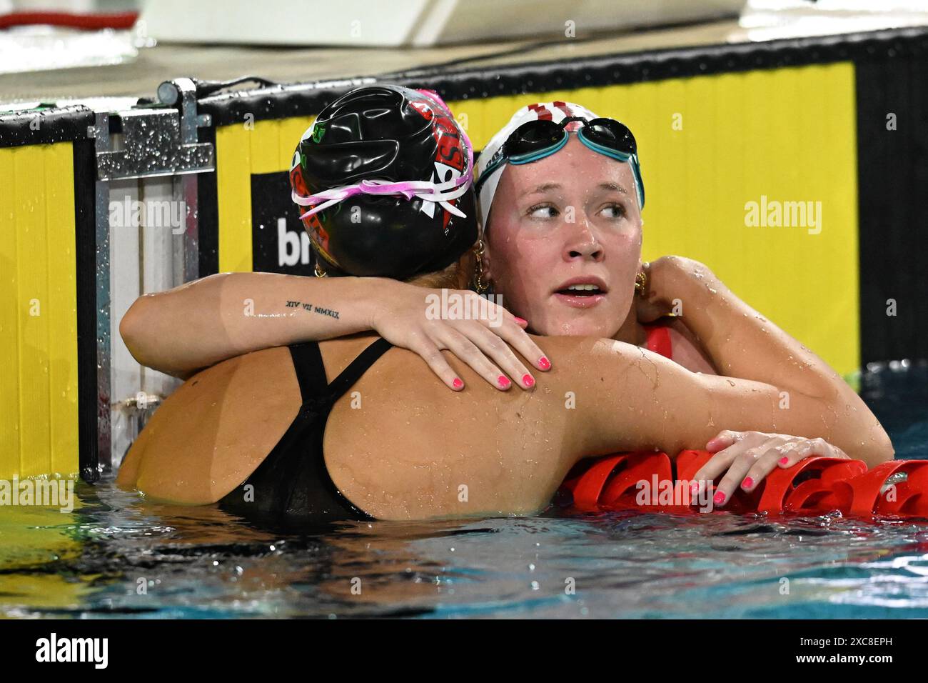 Brisbane, Australia. 15th June, 2024. Ella Ramsay (right) reacts ...