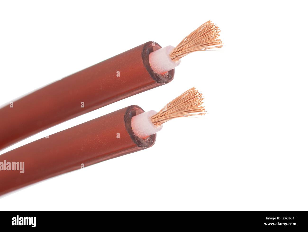 Red Speaker Wires with Exposed Copper Stock Photo Alamy