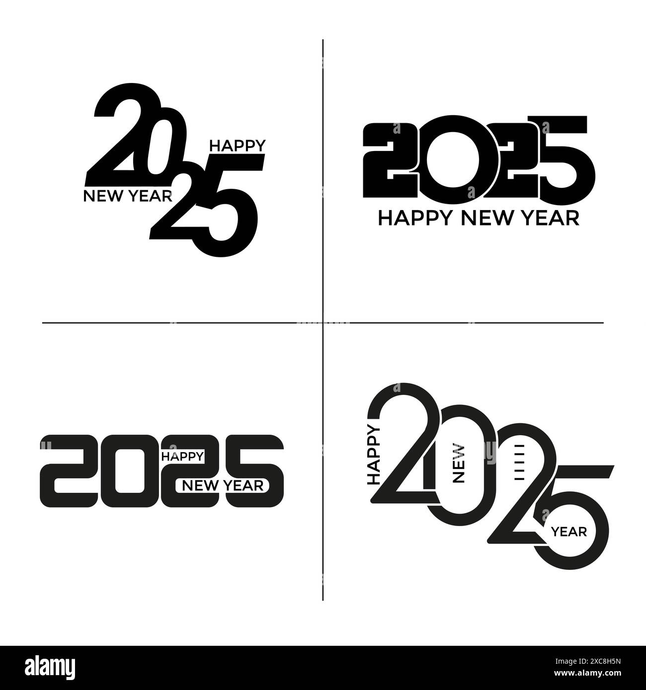 Set of Happy New Year 2025 design templates. 2025 Year Stamp Design in