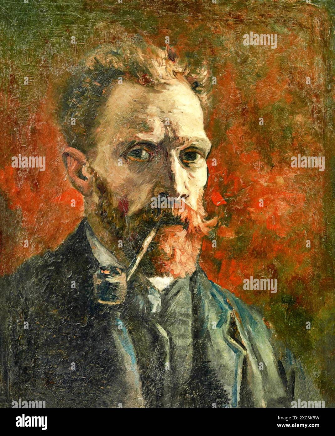 Self-Portrait with Pipe, 1886 (Painting) Artist Gogh, Vincent van (1853 ...