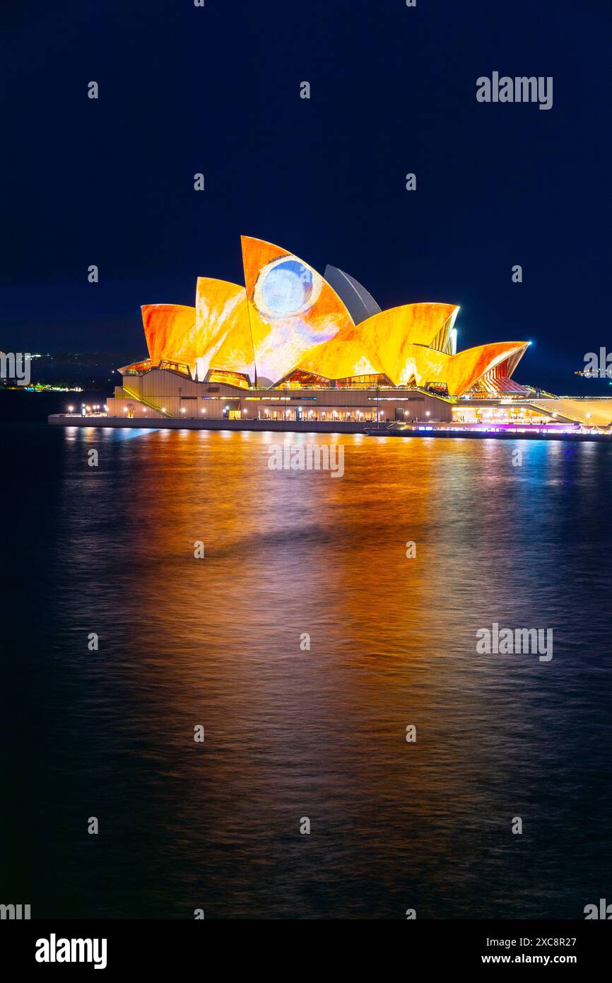 Sydney, Australia, 15 Jun 2024. Sydney Opera House illuminated with