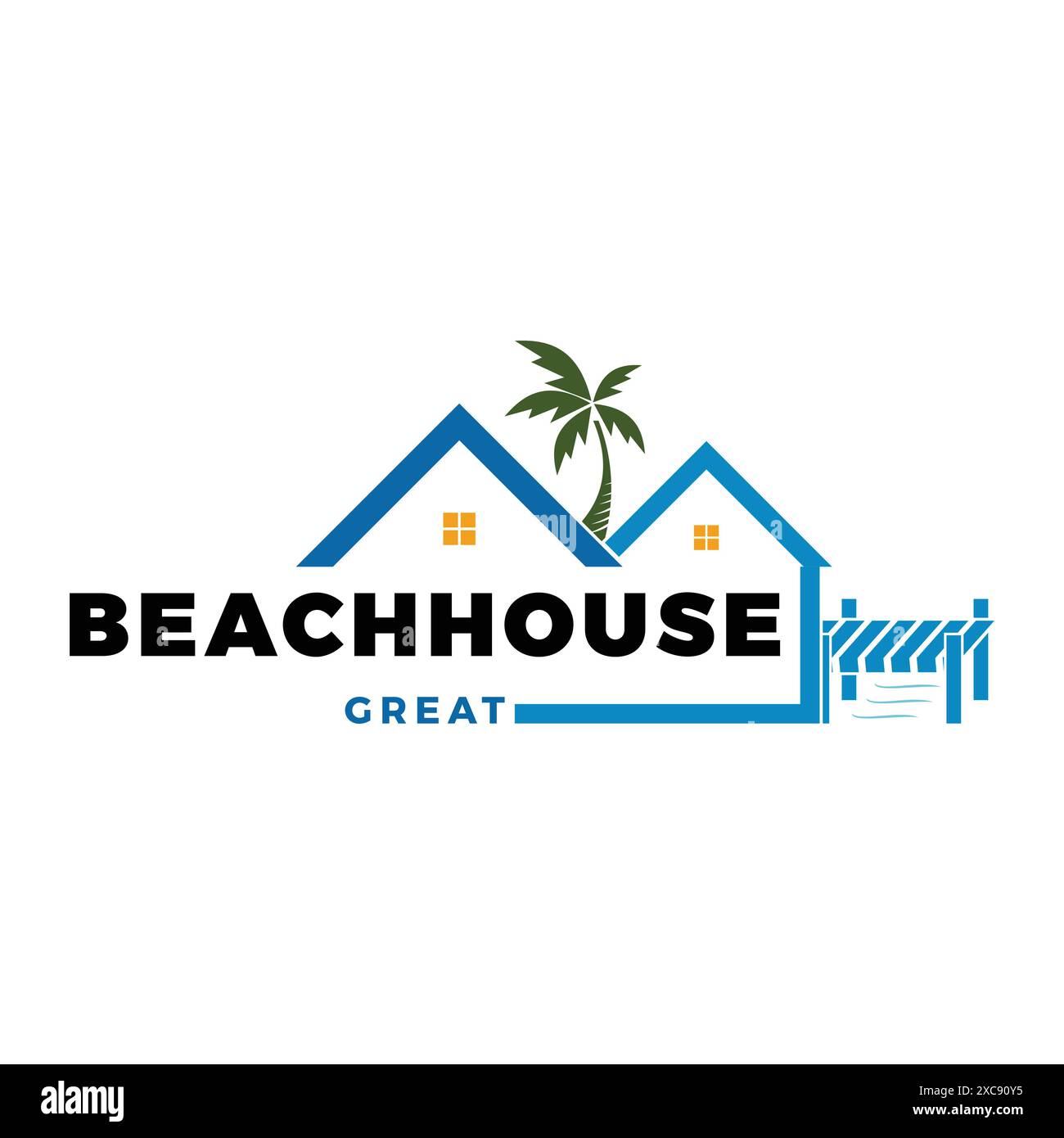 Beach House Icon Logo Design Template Stock Vector