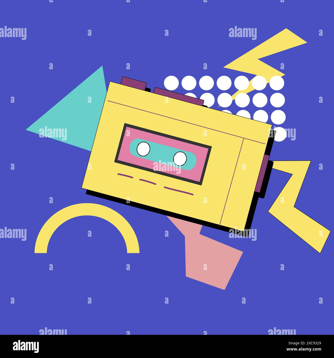 90s music background. Retro disco banner with y2k or 00s elements. Game ...