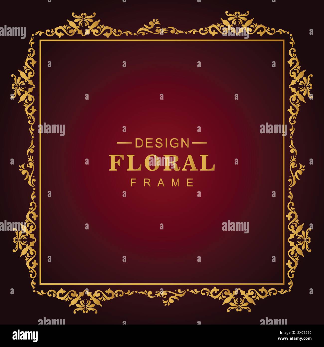 Classic golden luxury floral frame red background Stock Vector Image ...