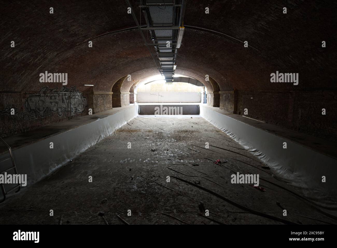 A swimming pool in the derelict Bishopsgate railway station prior to it ...