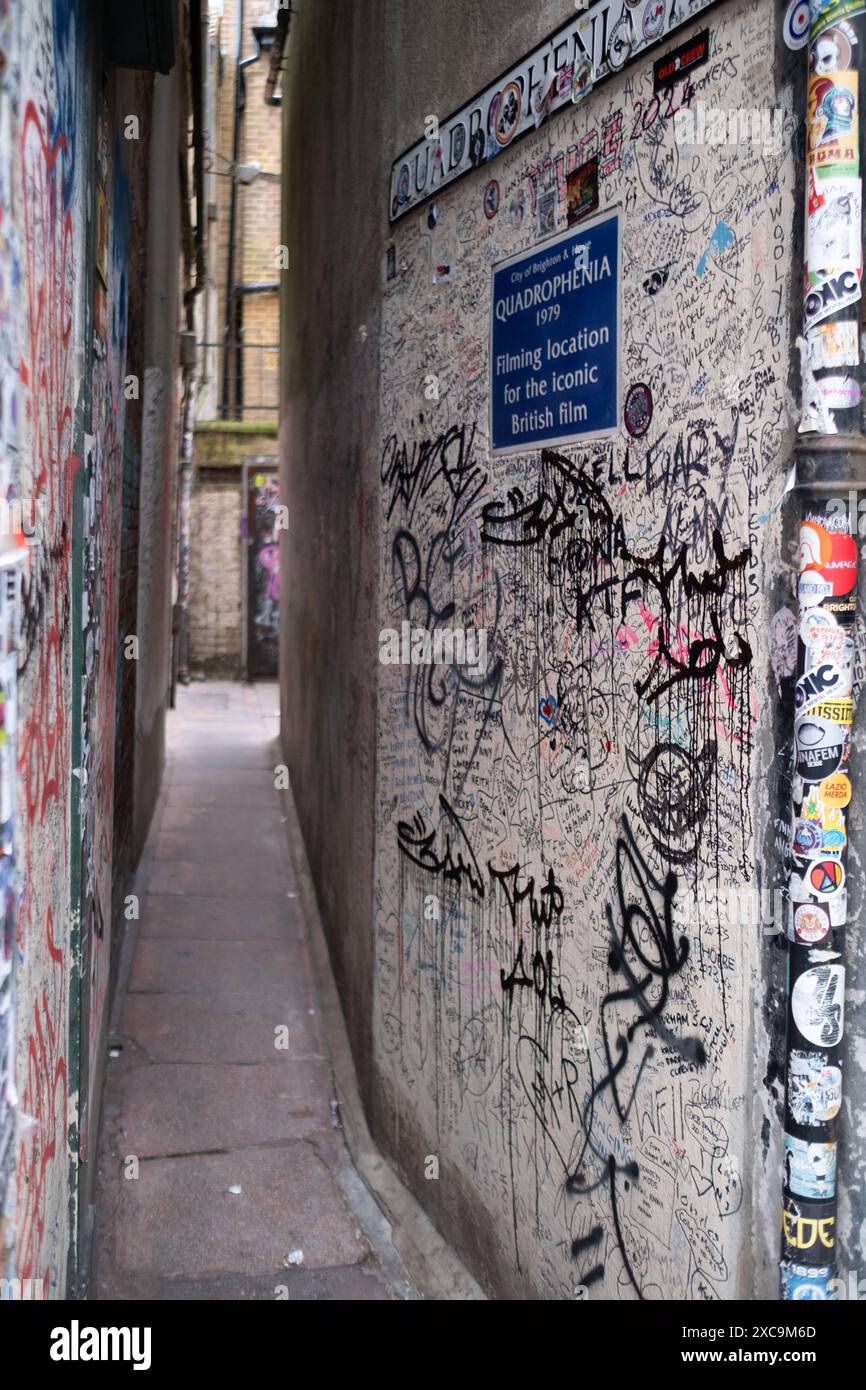 Quadrophenia Alley is situated at East street Brighton and is one of the film locations famous in the 1979 cult film Quadrophenia. Stock Photo